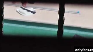 Camera stumbles while fucking blonde girl in the sunbed
