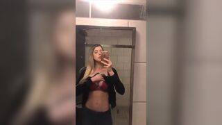 Andie Adams public toilet pussy fingering show with vib anal plug snapchat free