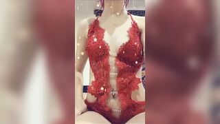 Laiste Girl red bodysuit striptease snapchat free
