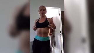 Applegate Stripping out sweaty gym clothes - OnlyFans free porn