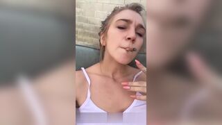 Kendra Sunderland topless smoking & boobs teasing snapchat premium