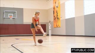 Young Fitness Girl Workout and Boobs