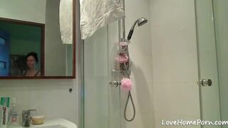 Skinny Teen Plays With Herself In The Shower