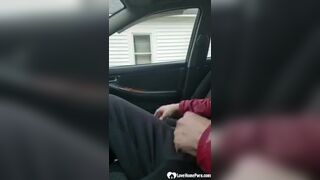 Street whore gives a blowjob in a car and swallows cum