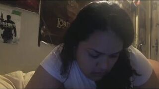 Cutest busty latina with huge areolas squirts on cam