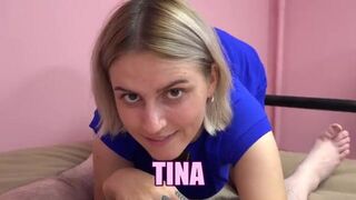 Naughty Tina Is Giving A Hot POV Blowjob To An Old Dude
