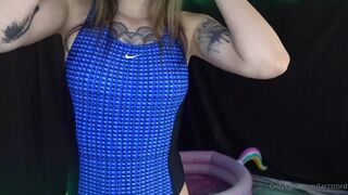 Larzstord i start by showing off my cute blue one piece swimsuit while i stand in front of a little xxx onlyfans porn video