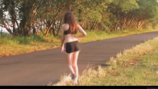 Sweet teen - Customised video, naked on the road
