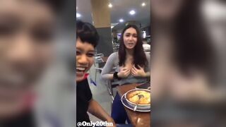 Cute Malaysian Girl didn't see that Coming at the Restaurant