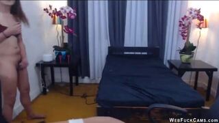 Small tits Asian trans fuck on webcam
