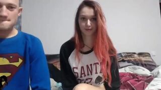Hot redhead teen rub pussy with dildo and gets anal fuc