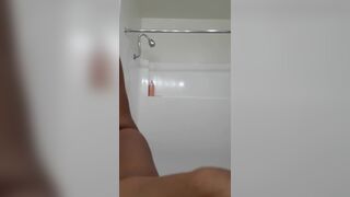 Big Booty MILF Masturbates in Shower and Forgets to Shave Hairy Pussy